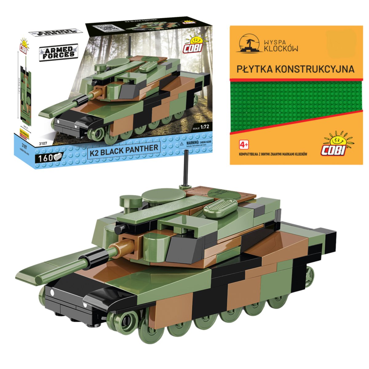 Cobi 3107 Czołg K2 Black Panther Armed Forces 160 El. + PŁYTKA