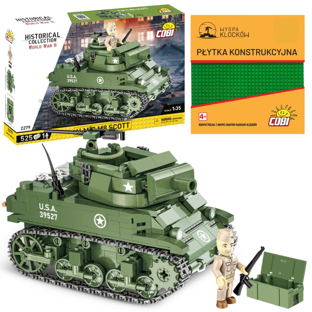 Cobi 2279 Haubica Samobieżna Czołg H.m.c M8 Scott Hc Ww2 525 El