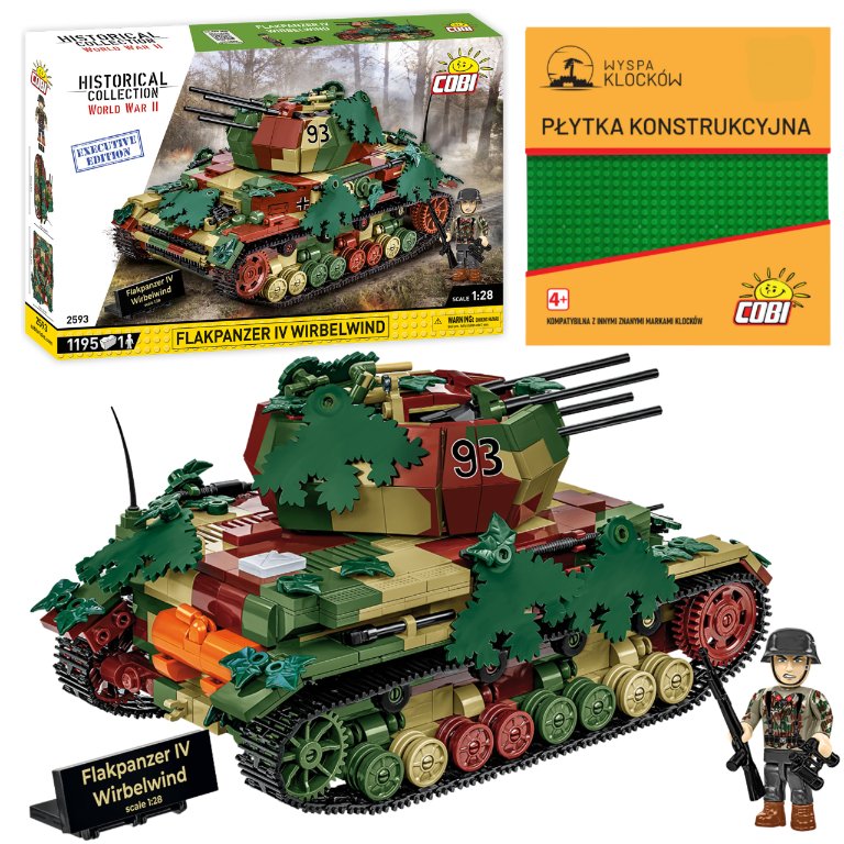 KLOCKI COBI 2593 czołg FLAKPANZER IV WIRBELWIND EX. HC WW2 1195 El. + PŁYTKA
