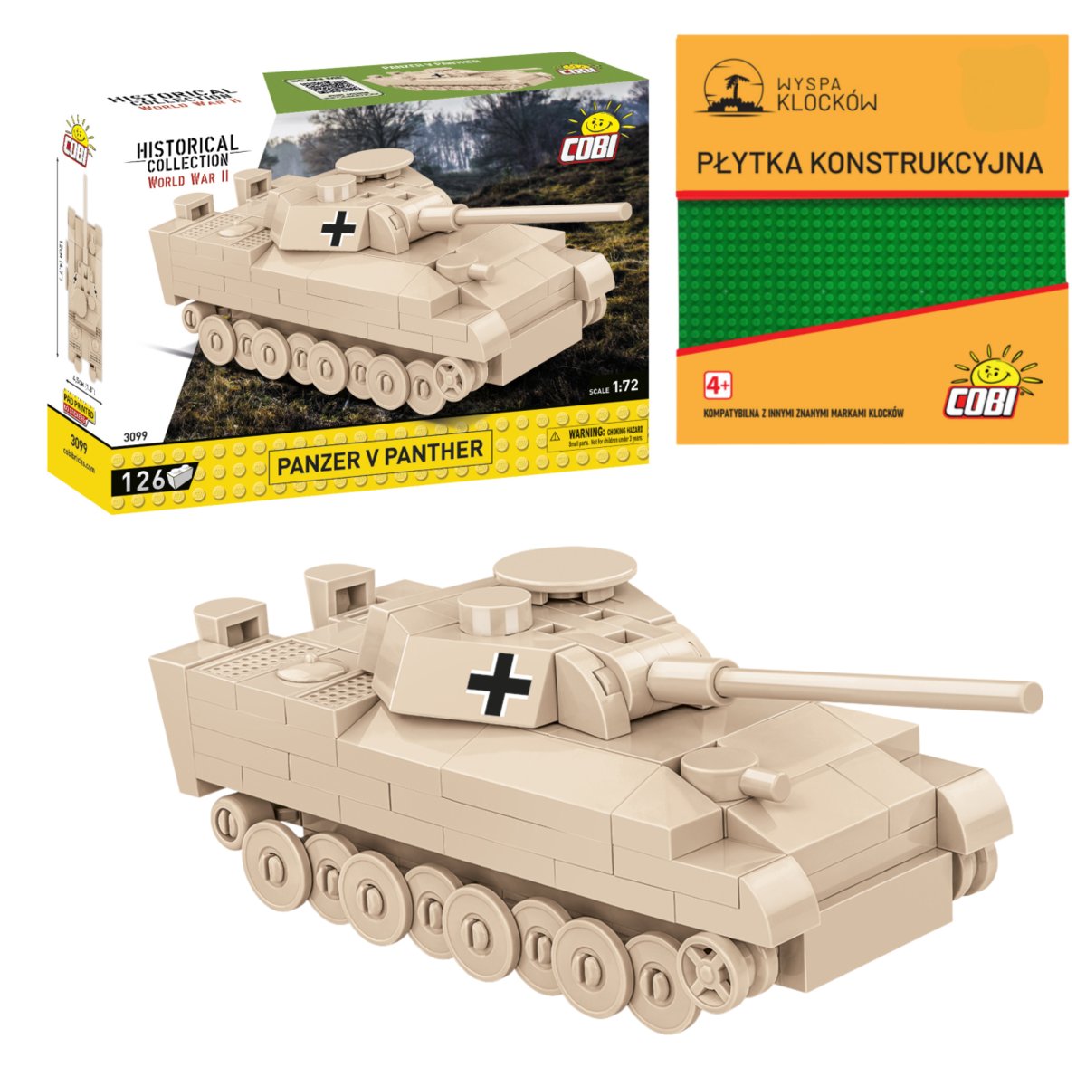 Cobi 3099 Czołg Panzer V Panther HC WW2 126 El. + PŁYTKA
