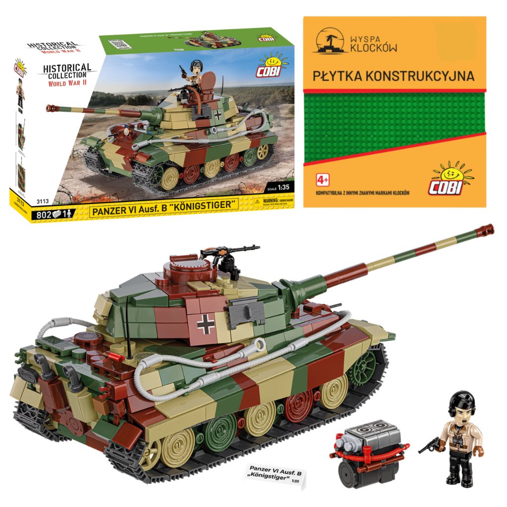 Cobi 3113 Czołg PANZER VI AUSF. KONINGSTER HC WW2 802 El. + PŁYTKA