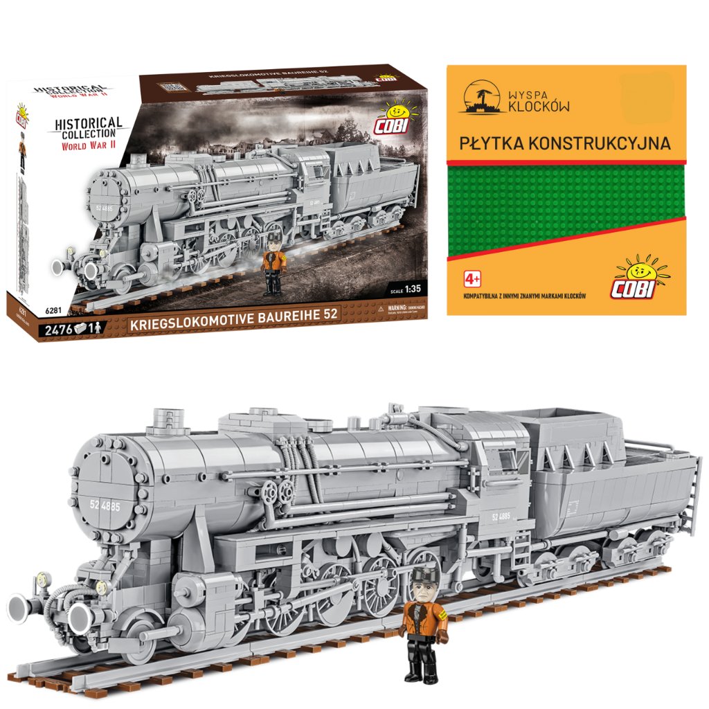 Cobi 6281 Lokomotywa Kriegslokomotive Baureihe 52 Pociąg 2476El