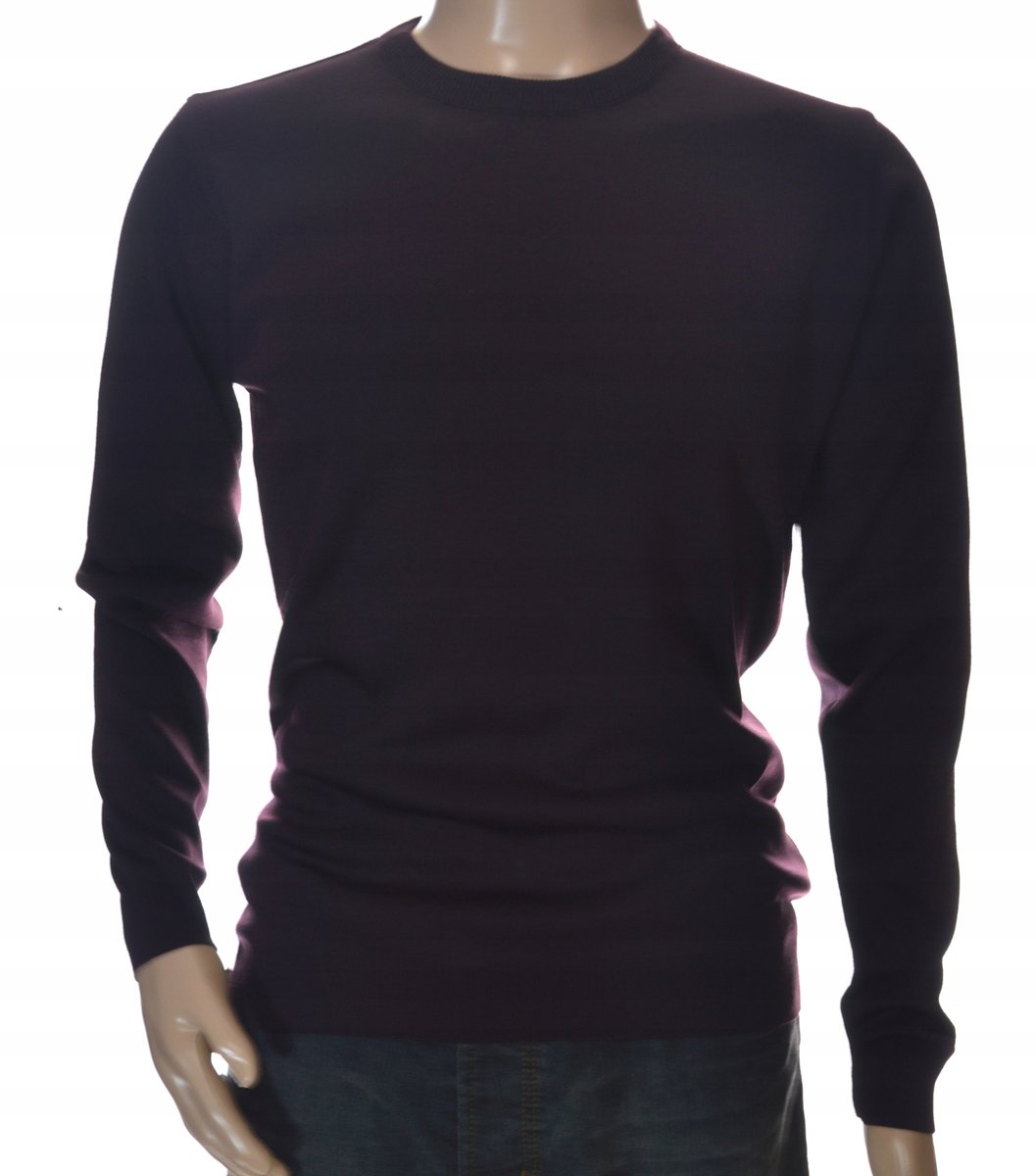 Sweter męski elegancki z wełny wełniany niegryzący L śliwkowy 1705