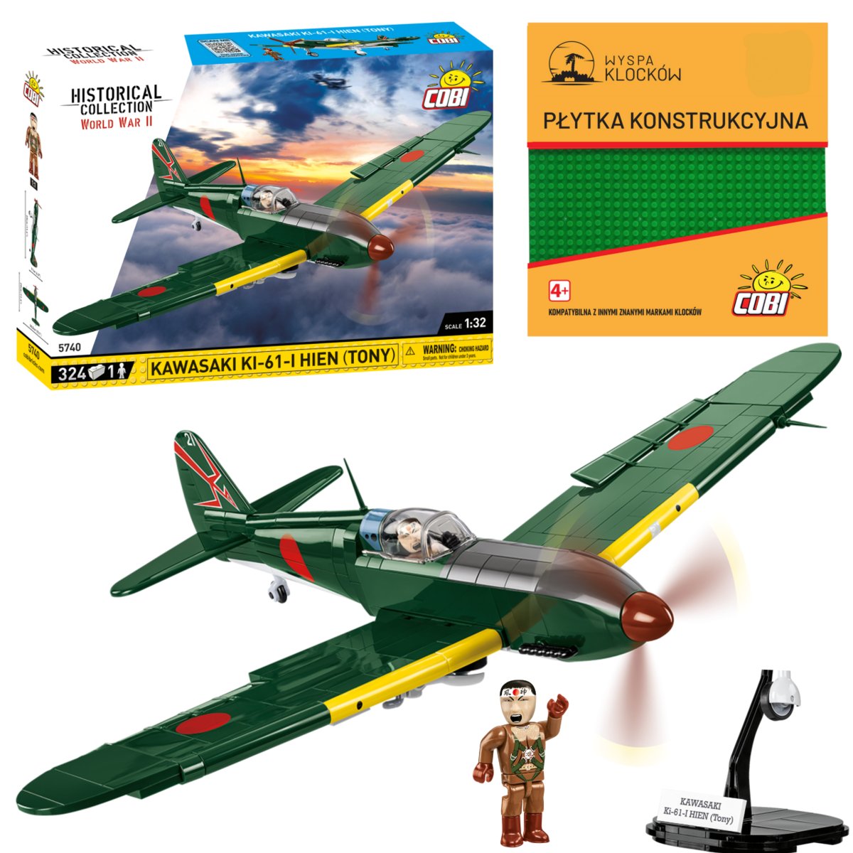 Cobi 5740 Japoński Samolot Kawasaki Ki-61-I Hien Tony 324 El.