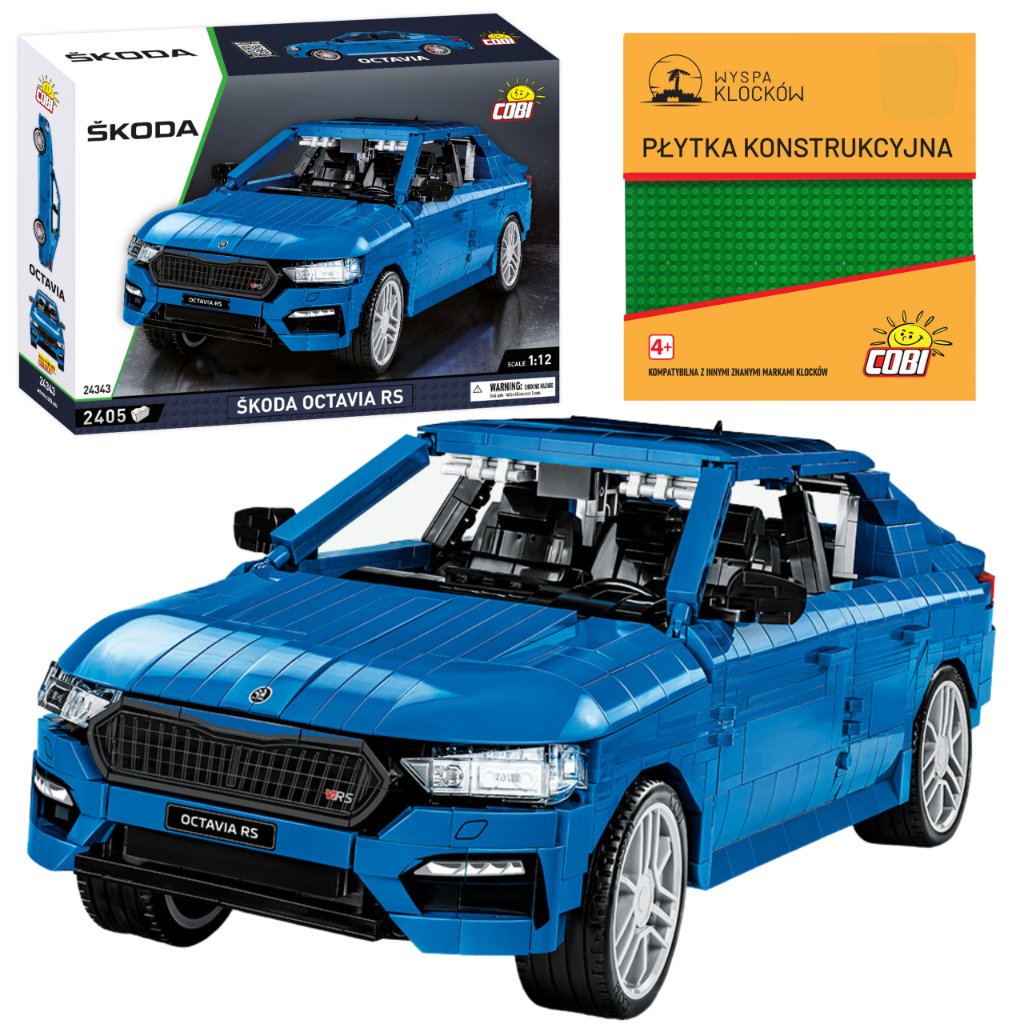 Cobi 24343 Samochód Škoda Octavia RS CARS 1:12 2405 KL. + PŁYTKA