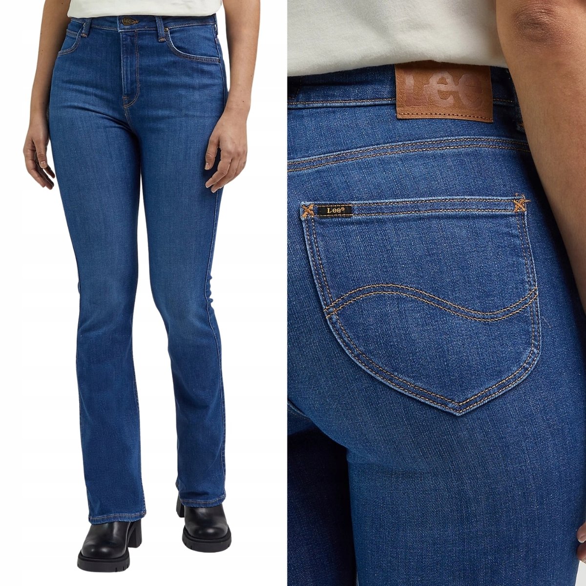 Lee BREESE BOOT BOOTCUT Azure Wave WYŻSZY STAN ROZSZERZANE DżiNS W28 L33