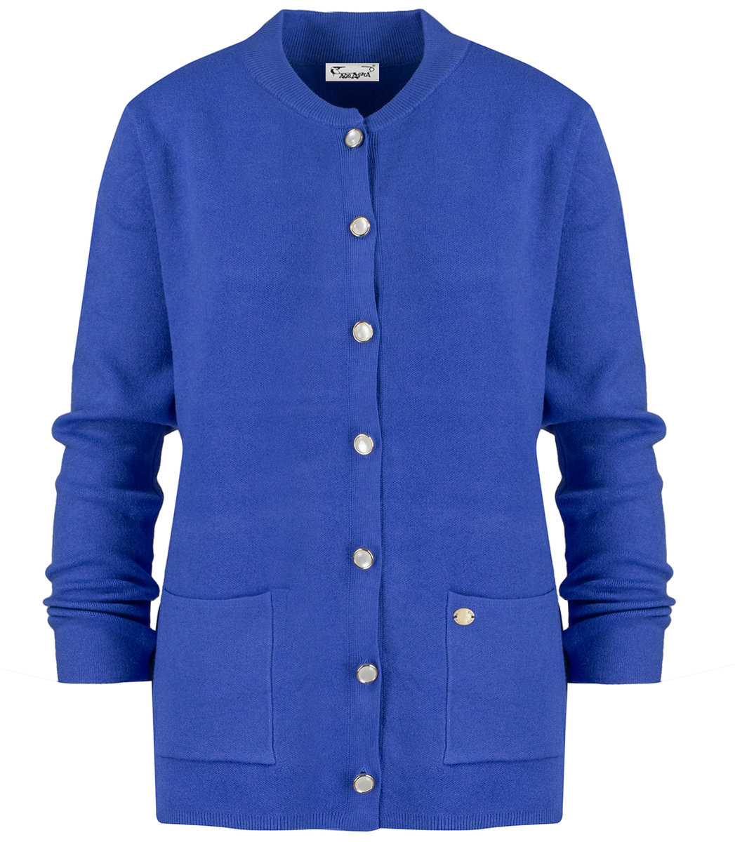 Klasyczny ciepły gruby krótki kardigan sweter EMILIA ozdobne guziki-L/XL