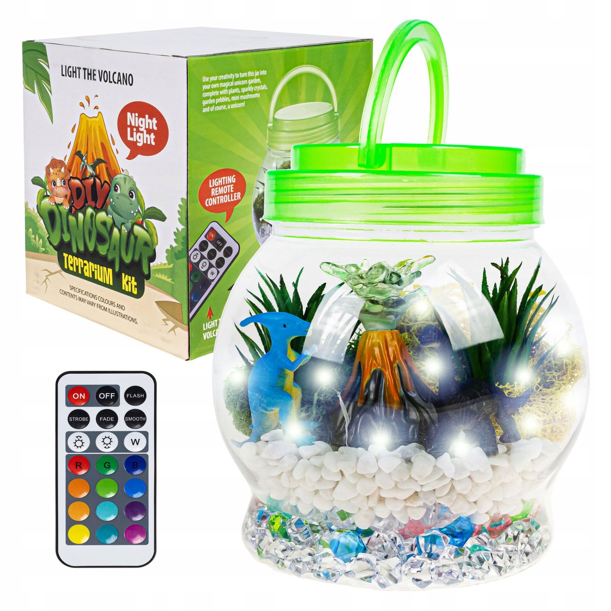 Lampka Nocna Dla Dzieci Hodowla Dinozaurów Terrarium Diy Pilot Led Rgb