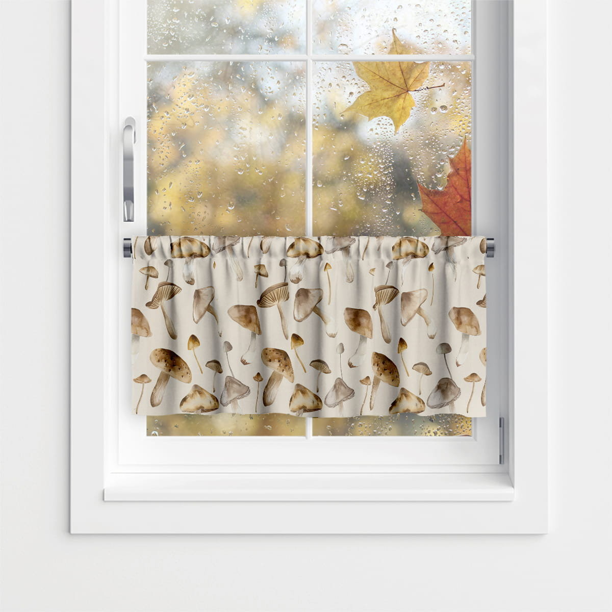 Zazdrostka AUTUMN wzór AT35 | grzyby na beżowym tle 60 x 180 cm