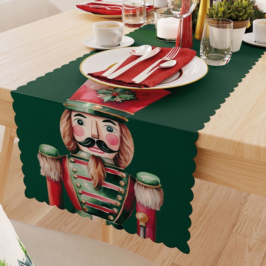 Bieżnik w rozmiarze 38x160 cm z tkaniny wodoodpornej ze świątecznym nadrukiem