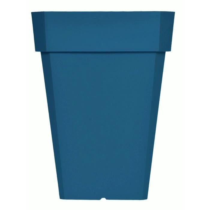Kwadratowa skrzynka na kwiaty RIVIERA SOLEILLA - Plastik - Wysokość 53 cm - Niebieski