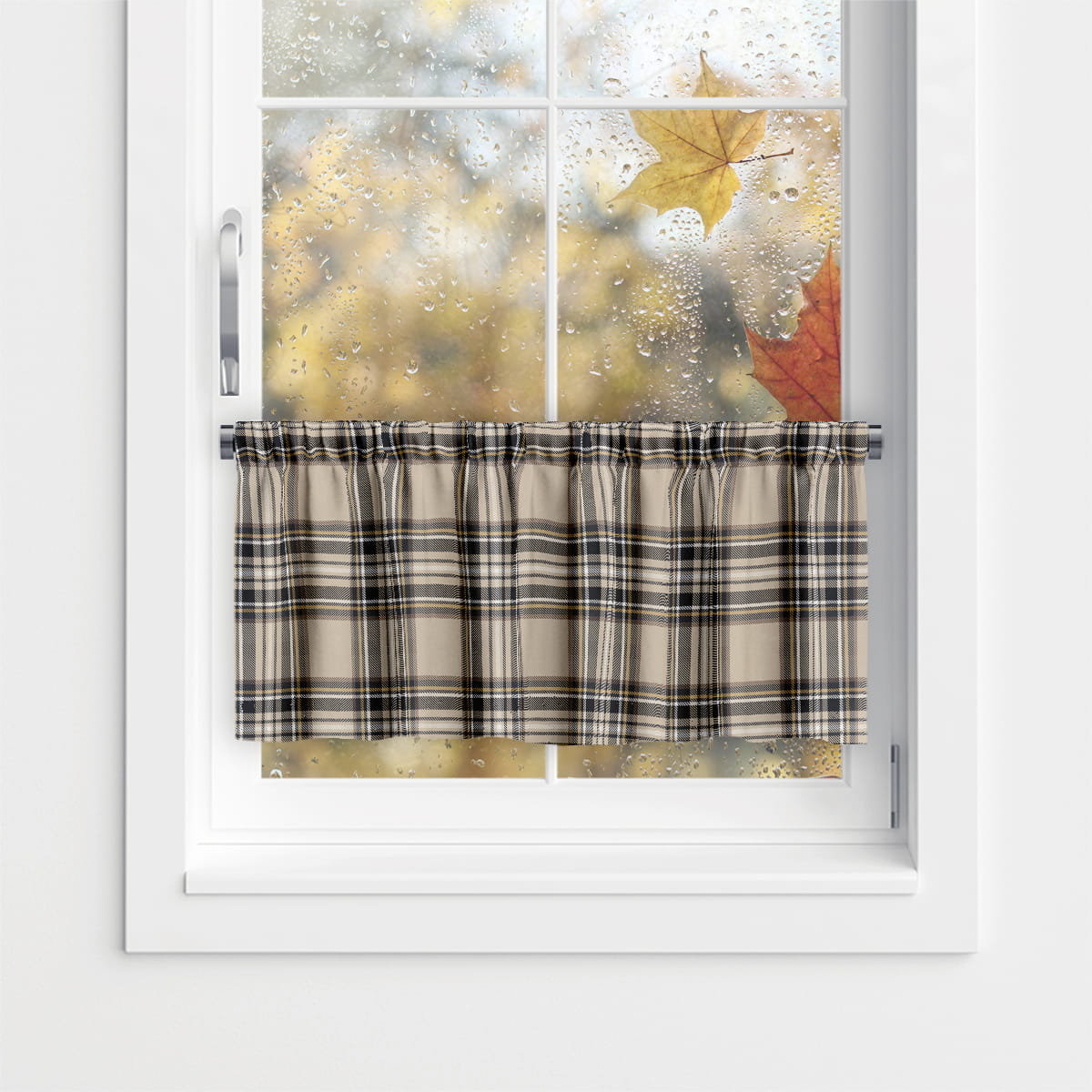 Zazdrostka AUTUMN wzór AT41 |  beżowa jesienna krata 45 x 180 cm