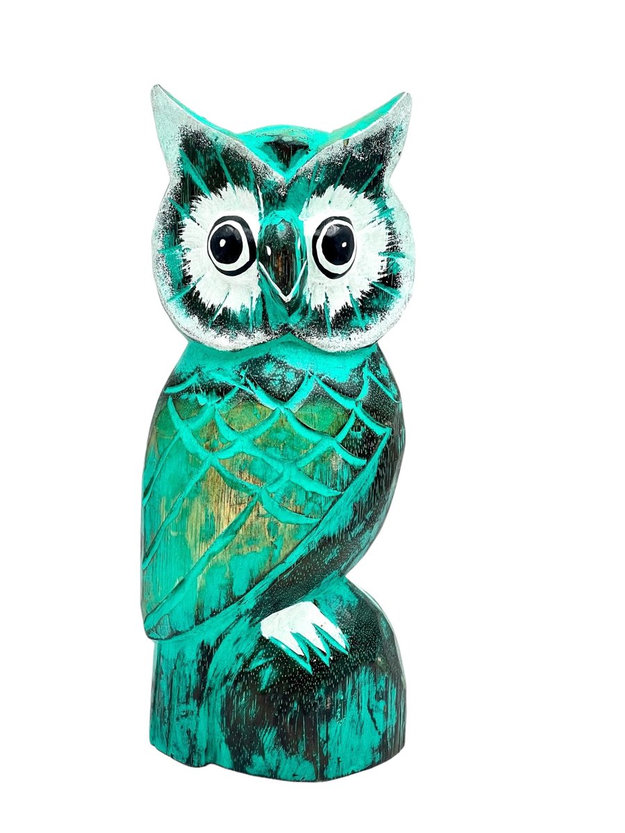 SOWA PTAK FIGURKA DREWNIANA 30cm SÓWKA DEKORACYJNA OZDOBA WNĘTRZ PREZENT