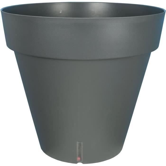 Okrągła skrzynka na kwiaty RIVIERA LOFT - Plastik - Średnica 30 cm - Szara