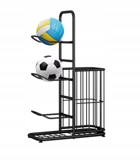 STOJAK NA PIŁKI NA 3 szt Z KOSZEM - piłka nożna, piłka do siatki,