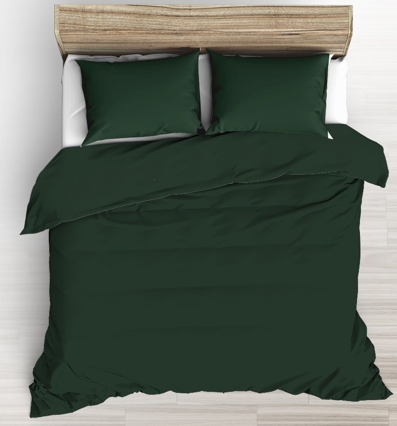 Pościel bawełniana 140x200 + 1x 70x80 Butelkowa zieleń