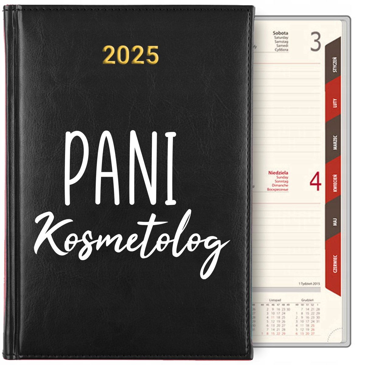 KALENDARZ TERMINARZ PLANER Dzienny A5 2025 Prezent PANI KOSMETOLOG WZORY