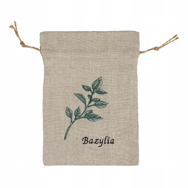 Woreczek Lniany na Zioła Bazylia. Woreczek z Lnu do Przechowywania Ziół