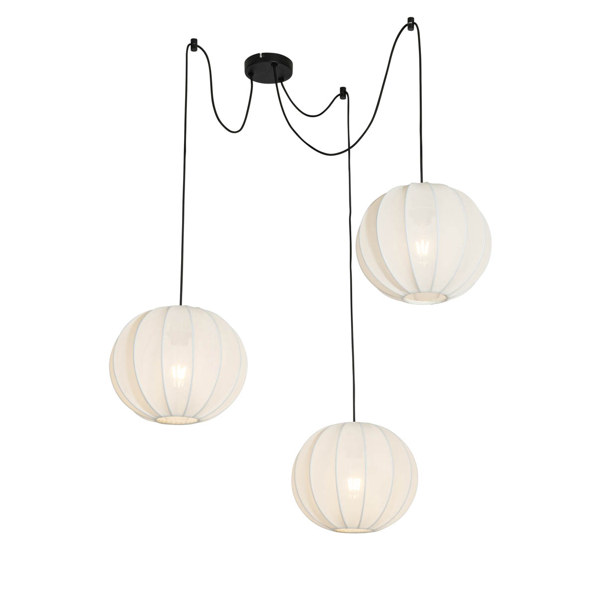 QAZQA Designerska lampa wisząca biała jedwab 30 cm 3-światła - Plu