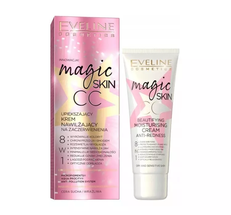 Eveline Cosmetics Magic Skin CC Nawilżający Krem CC 8w1 Maskujący Zaczerwienienia