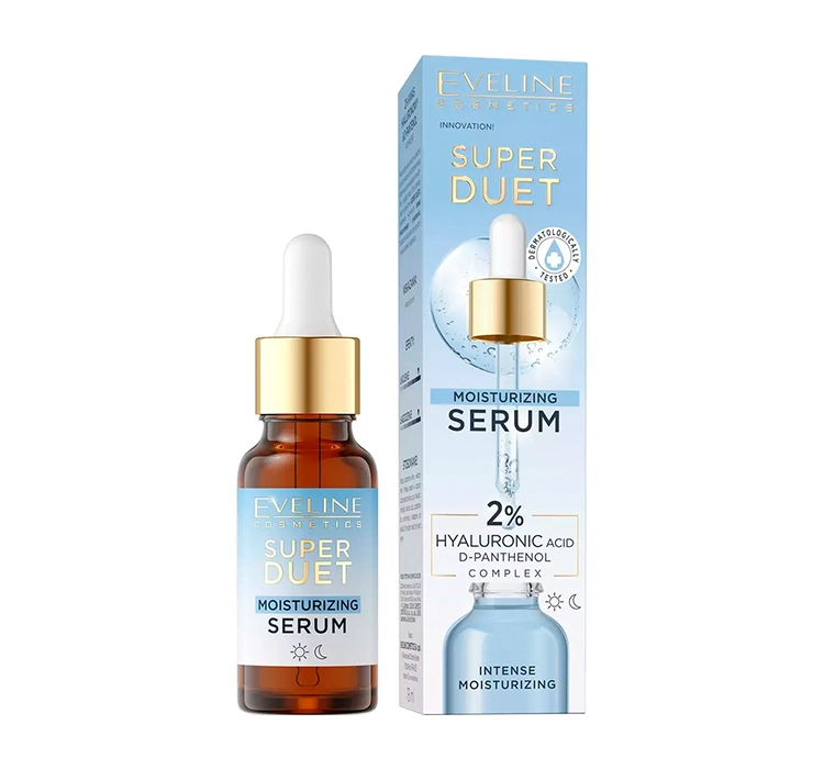 EVELINE SUPER DUET NAWILŻAJĄCE SERUM DO TWARZY Z 2% KWASEM HIALURONOWYM 18ML