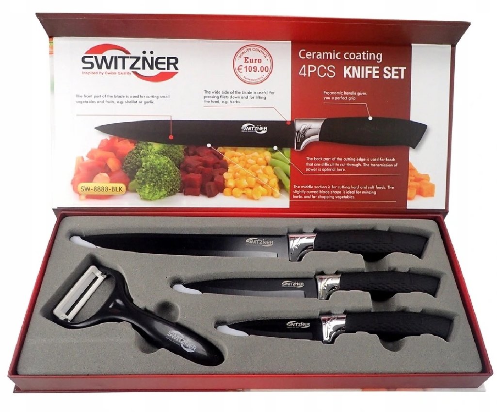 Zestaw komplet noży 4el noże kuchenne SW-8888BLK