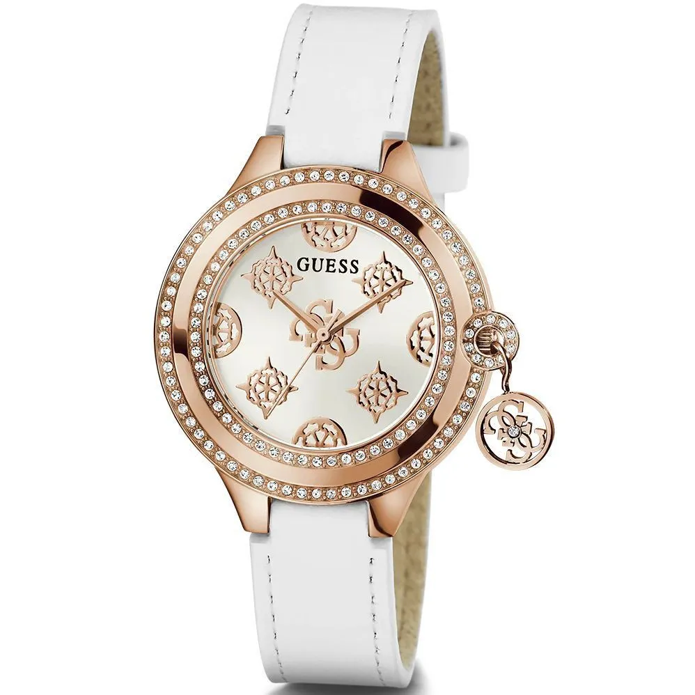 Guess Charmed zegarek damski rose gold z zawieszką charms GW0684L4
