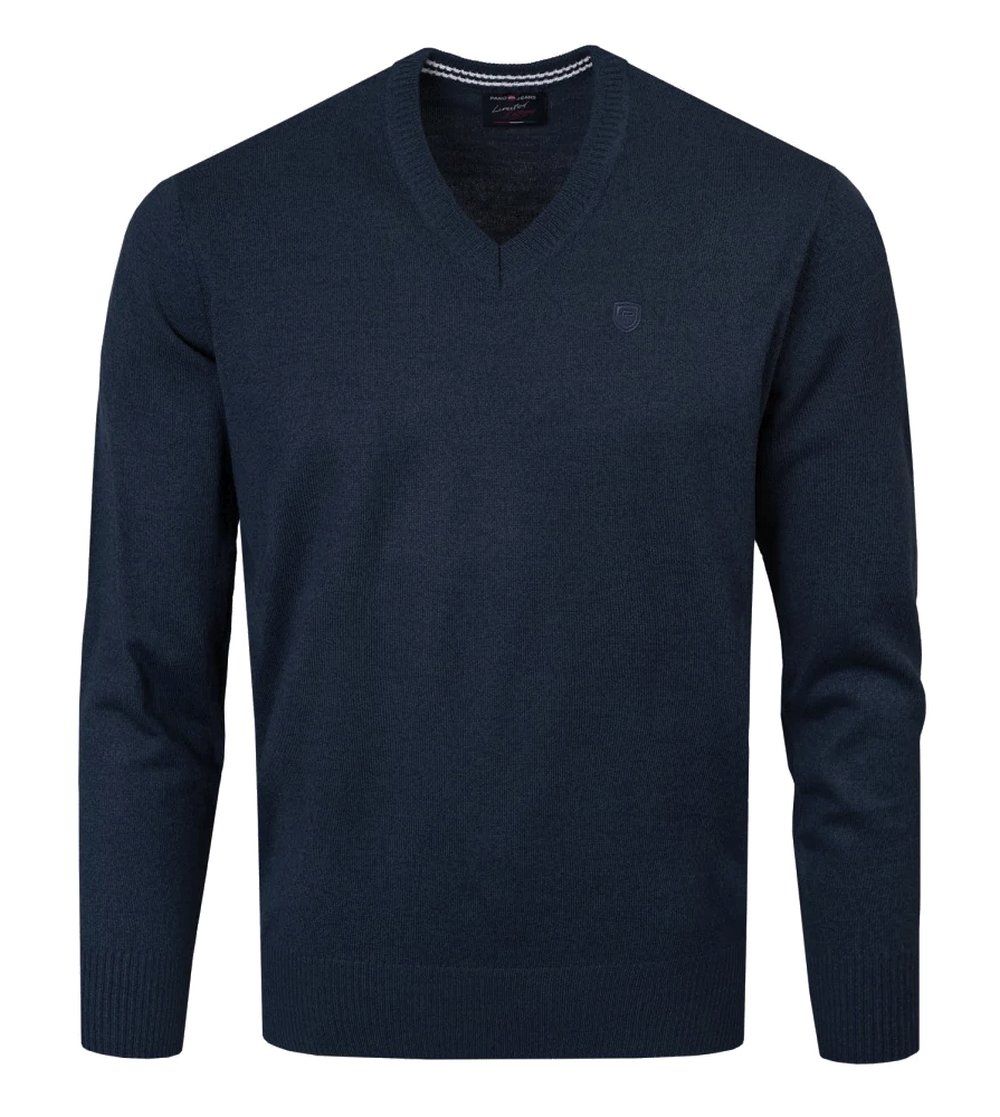 Sweter Męski Wełniany - Dekolt w Serek - Pako Jeans - Granatowy