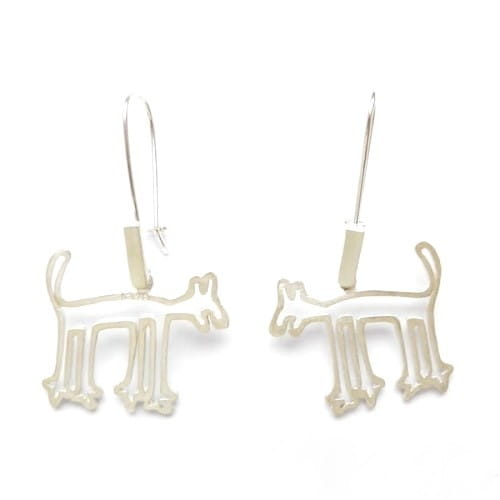 Kolczyki - Pieski z Nazca białe małe