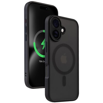 Crong Hybrid Frost MAG Cover - Etui z MagSafe do iPhone 16 (czarny)