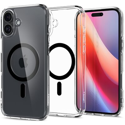 Etui SPIGEN Ultra Hybrid Mag MagSafe do Apple iPhone 16 Przezroczysto-czarny