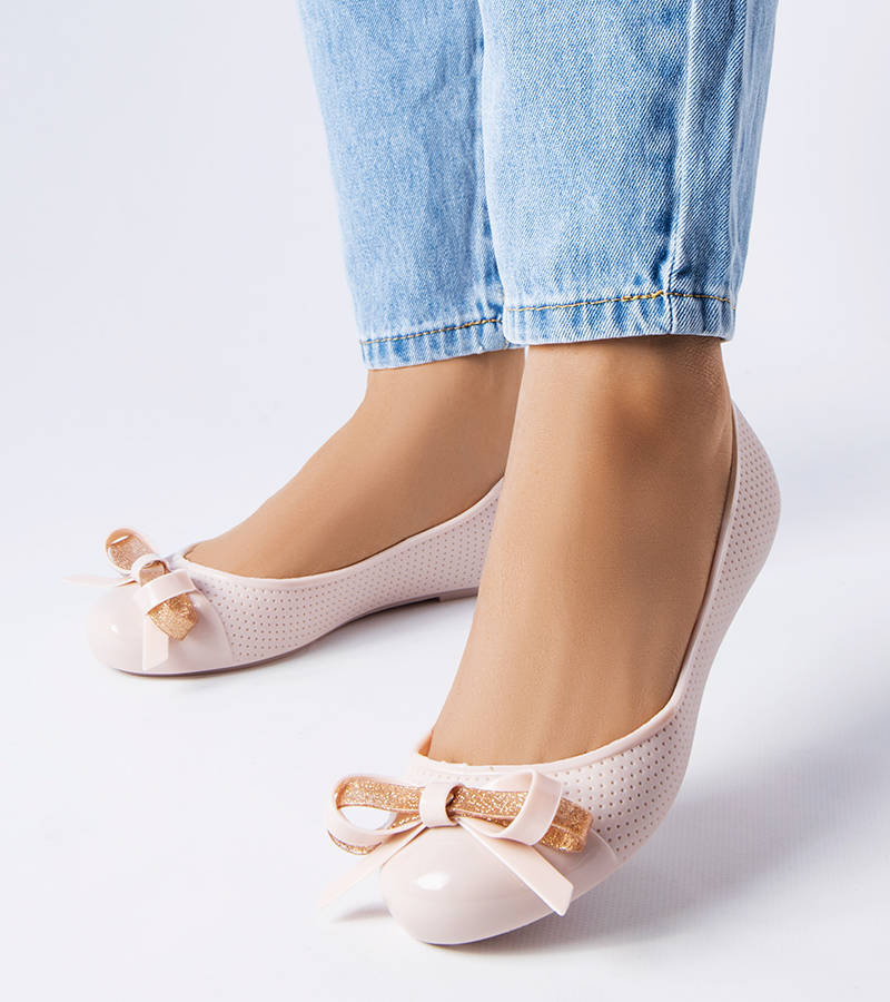 Beżowe balerinki zdobione kokardką Harlingen-36