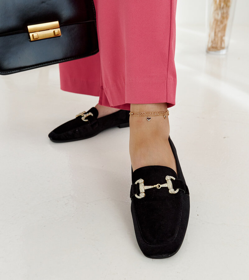 Czarne welurowe mokasyny z cyrkoniami Fabrizia -37