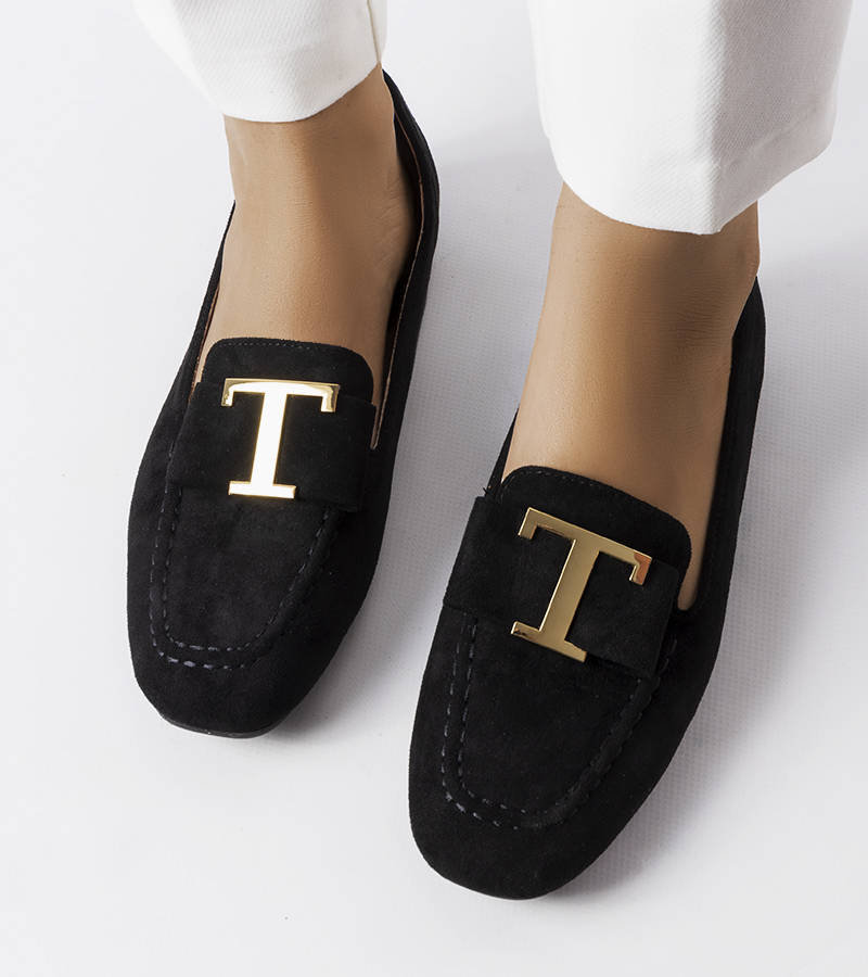 Czarne mokasyny z eko-zamszu Adélaïde -39