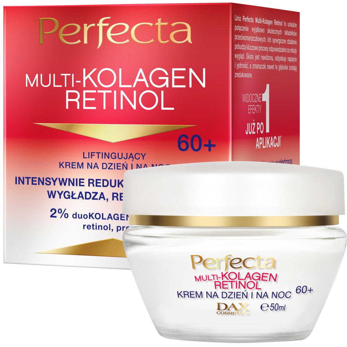Perfecta, Multikolagen Retinol Liftingujący krem na dzień i na noc 60+, 50ml