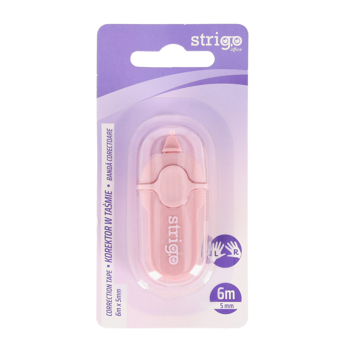Szybkoschnący Korektor w taśmie Strigo mini 5mm x 6m, różowy