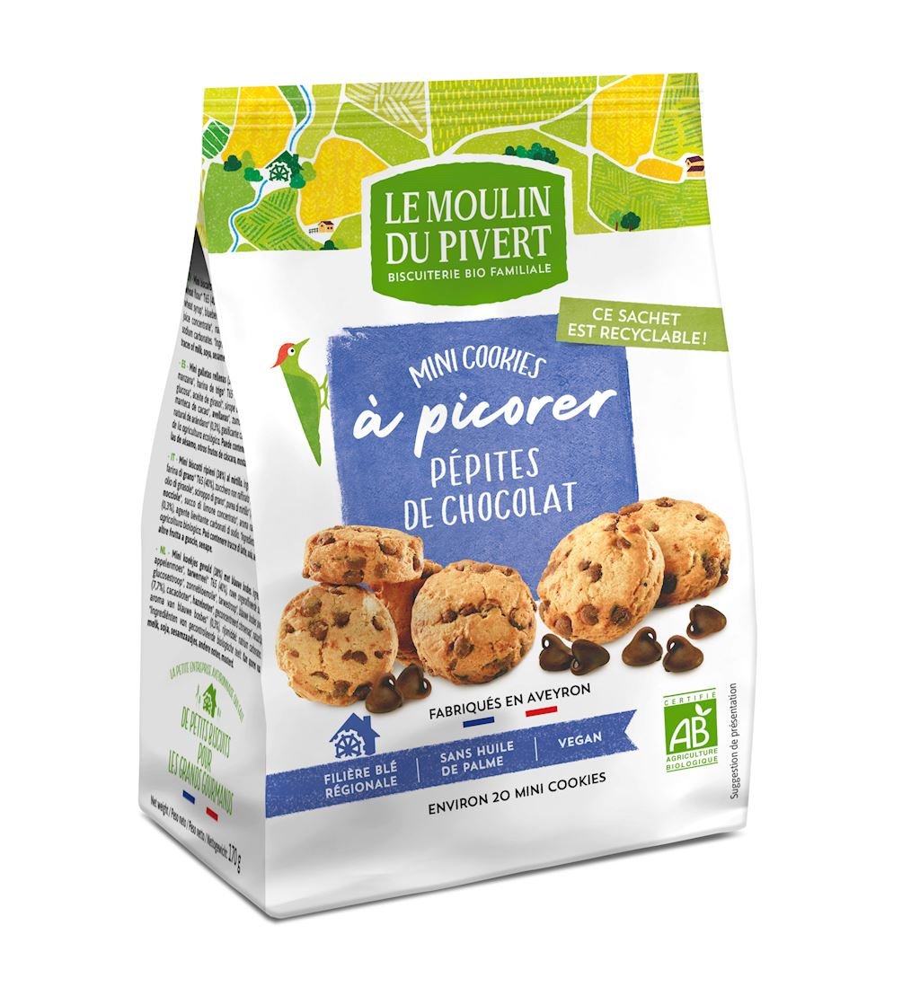 Le Moulin Du Pivert Ciastka mini z dropsami czekoladowymi 170 g Bio
