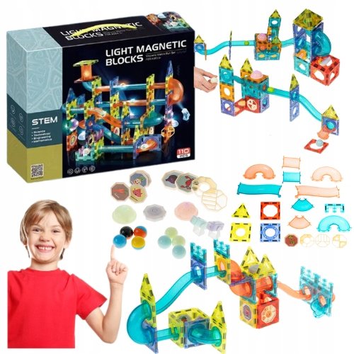 Klocki Magnetyczne Magnetic Duże Tor Kulkowy 110El