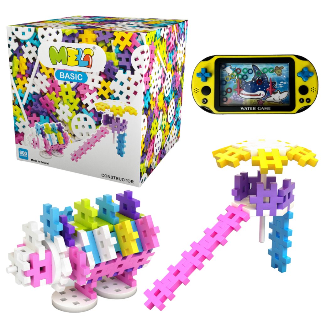 Klocki Meli Basic Constructor Wafle Pink 600  + Prezent Gra Wodna