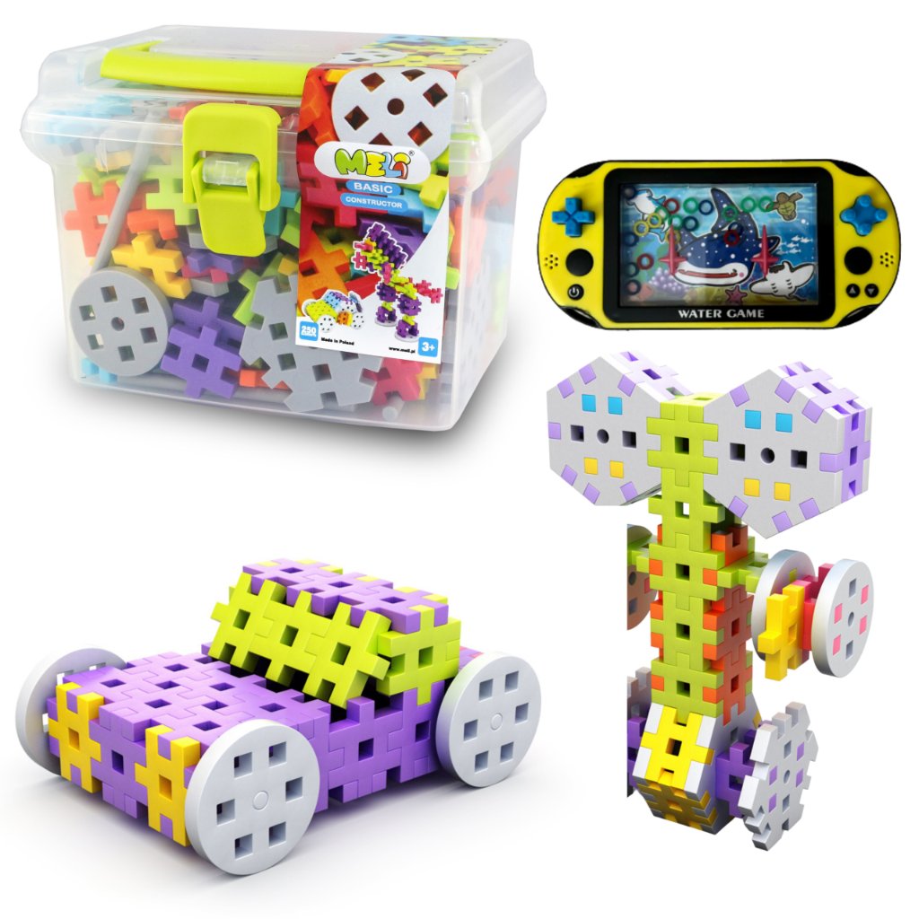 Klocki Meli Wafle Basic Constructor Travel Box 250 + Prezent Gra Wodna