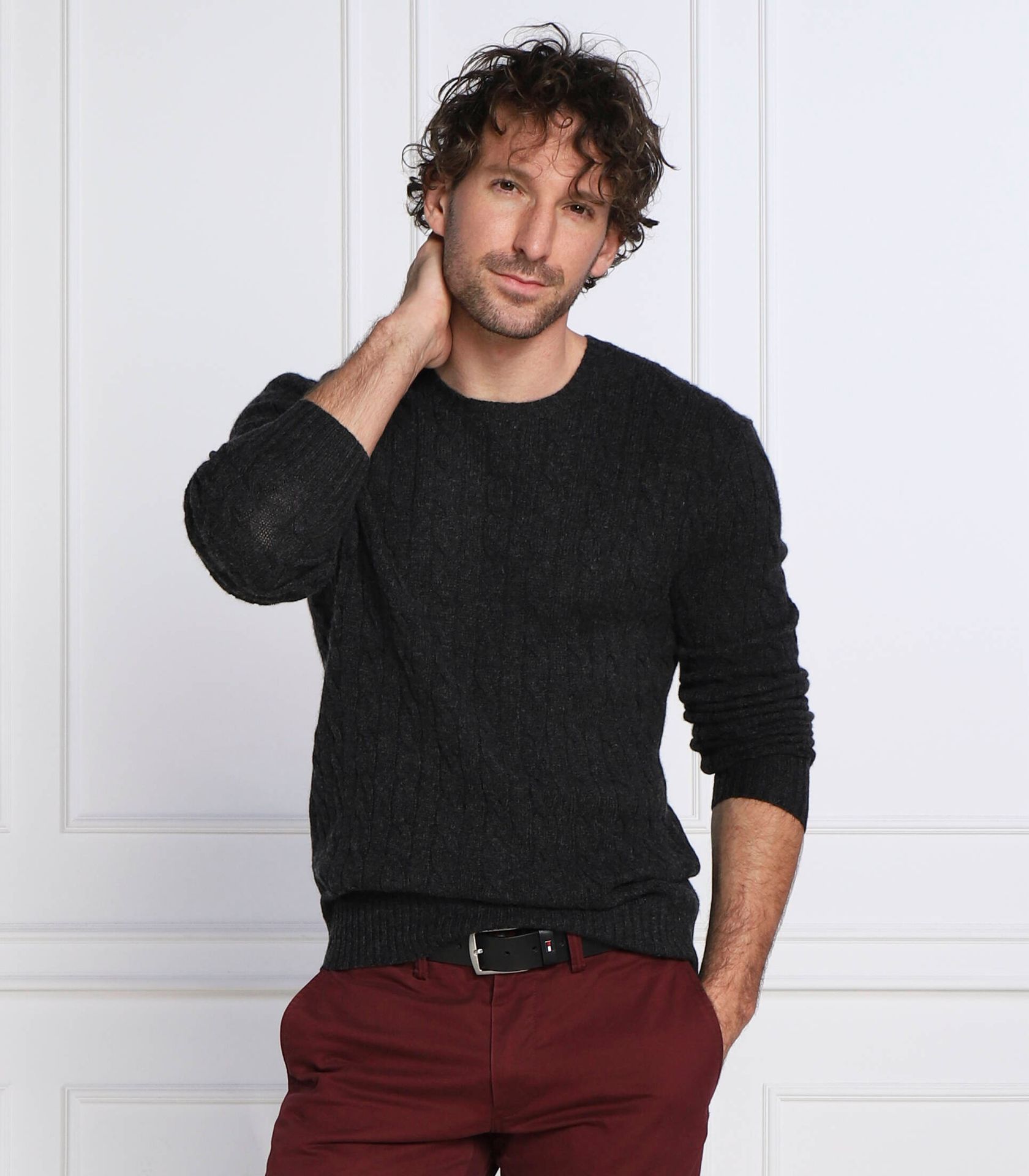 POLO RALPH LAUREN Wełniany sweter Slim Fit z dodatkiem kaszmiru