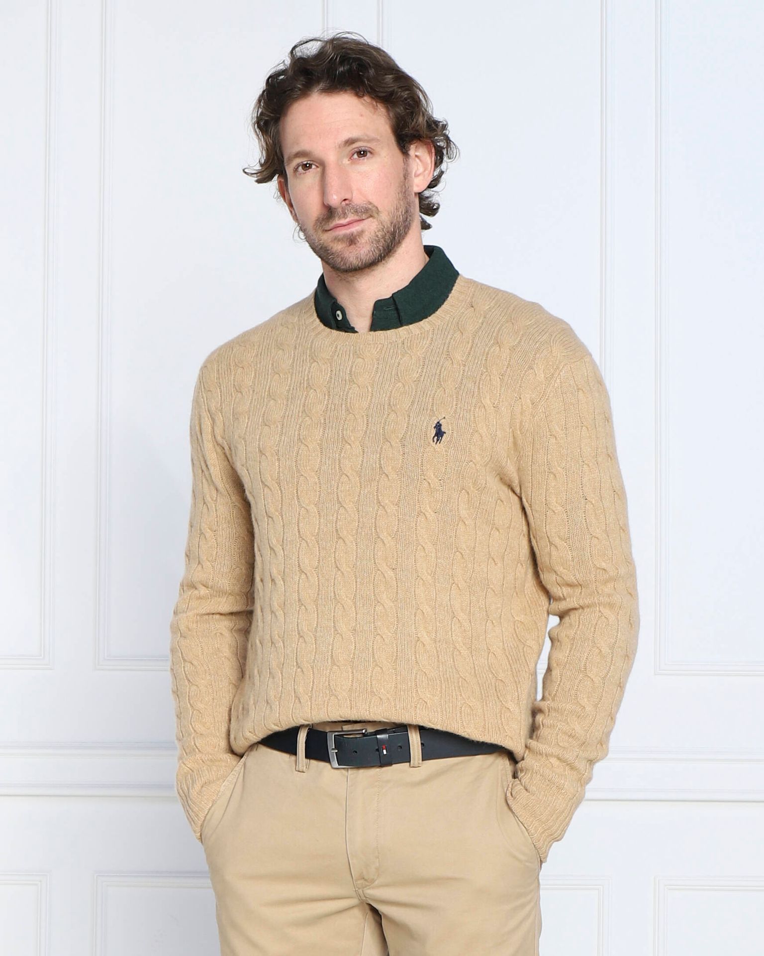 POLO RALPH LAUREN Wełniany sweter Slim Fit z dodatkiem kaszmiru