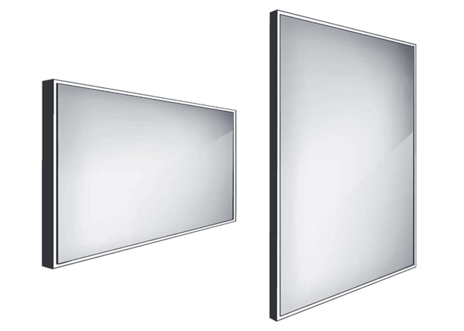 Nimco Lustra - Lustro z oświetleniem LED, 120x70 cm, aluminium/czarny ZPC 13006-90