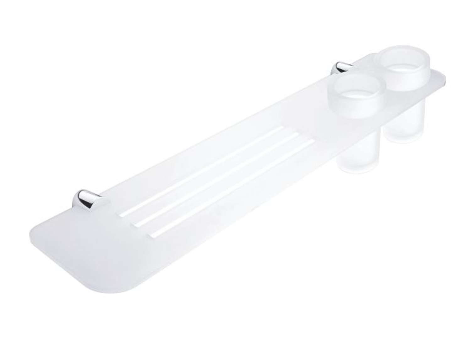 Nimco Bormo - Półka z szybami i wyfrezowanymi otworami, długość 60 cm, plexi matowa/chrom BR X360-58DW-26