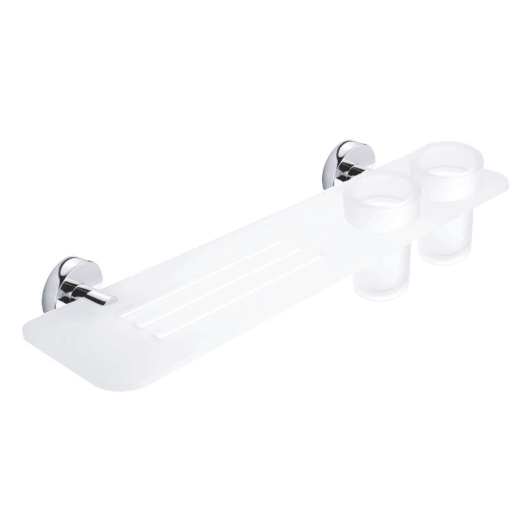 Nimco Unix - Półka IXI z wyfrezowanymi otworami 50 cm z szybami, chrom UN X350-58DW-26