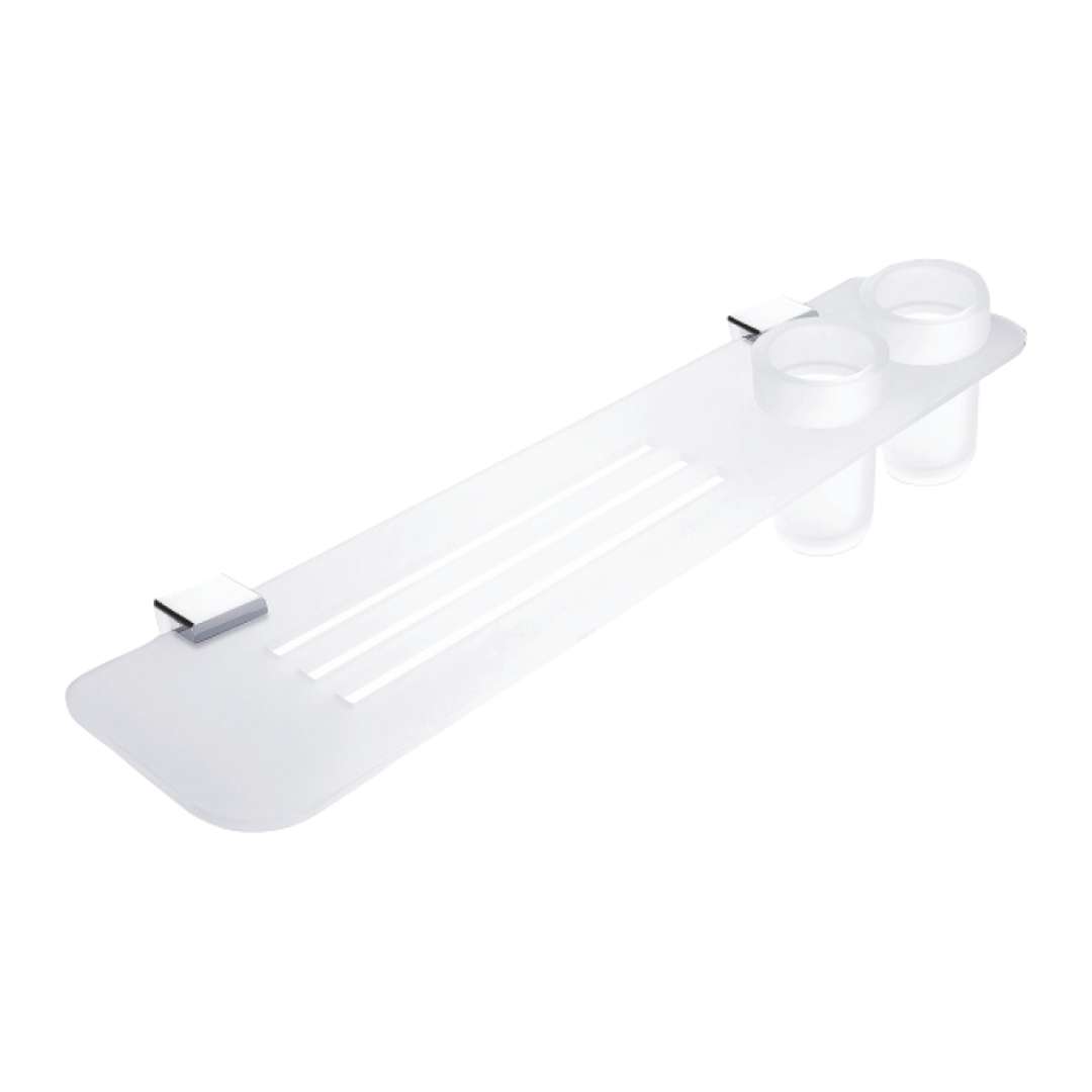 Nimco Kibo - Półka z wyfrezowanymi otworami i szybami, długość 60 cm, plexi matowa/chrom Ki X360-58DW-26