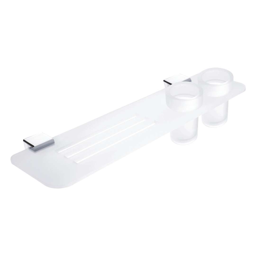 Nimco Kibo - Półka z wyfrezowanymi otworami i szybami, długość 50 cm, plexi matowa/chrom Ki X350-58DW-26