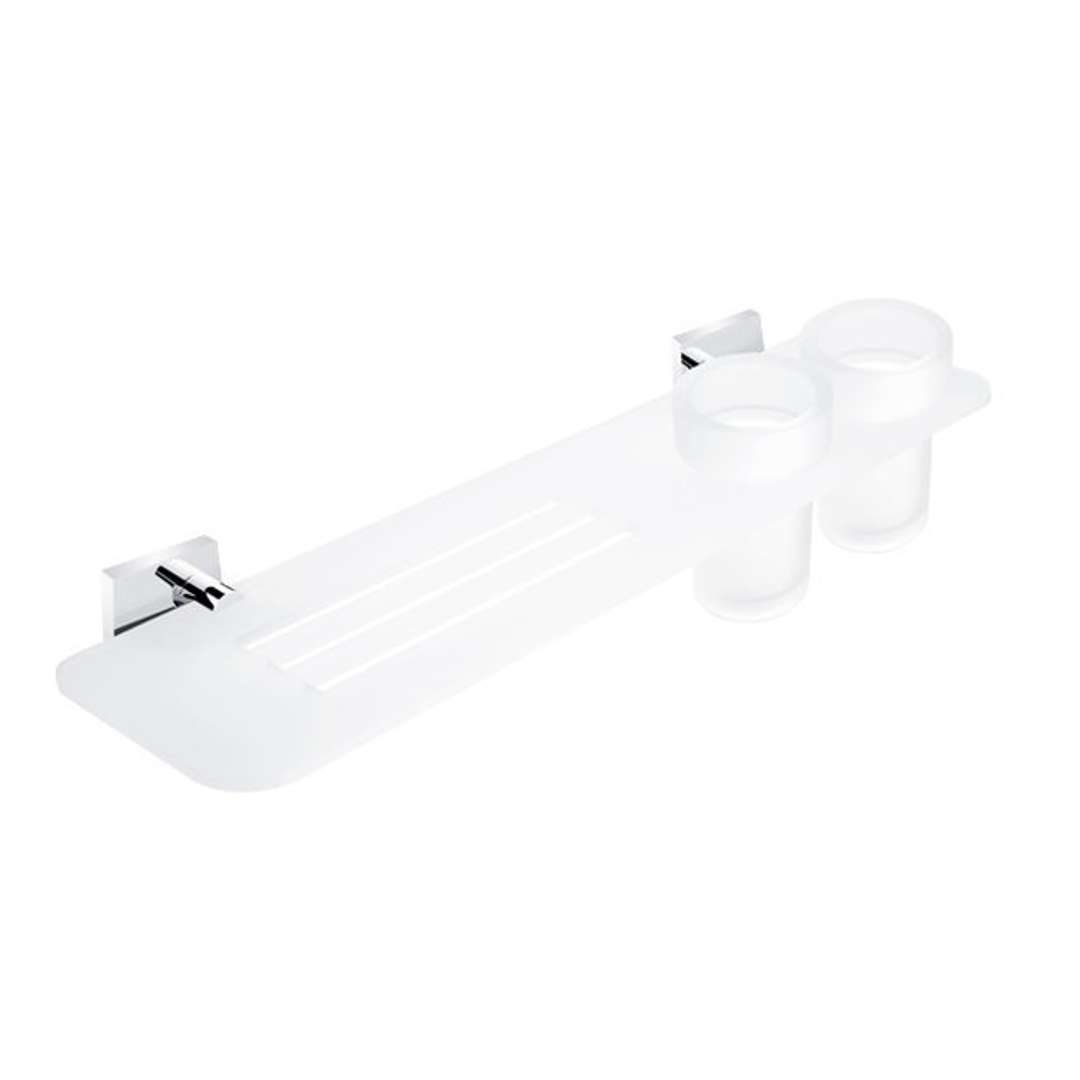 Nimco Keira - Półki IXI z wyfrezowanymi otworami 50 cm, z szybami, szkło matowe/chrom KE X350-58DW-26