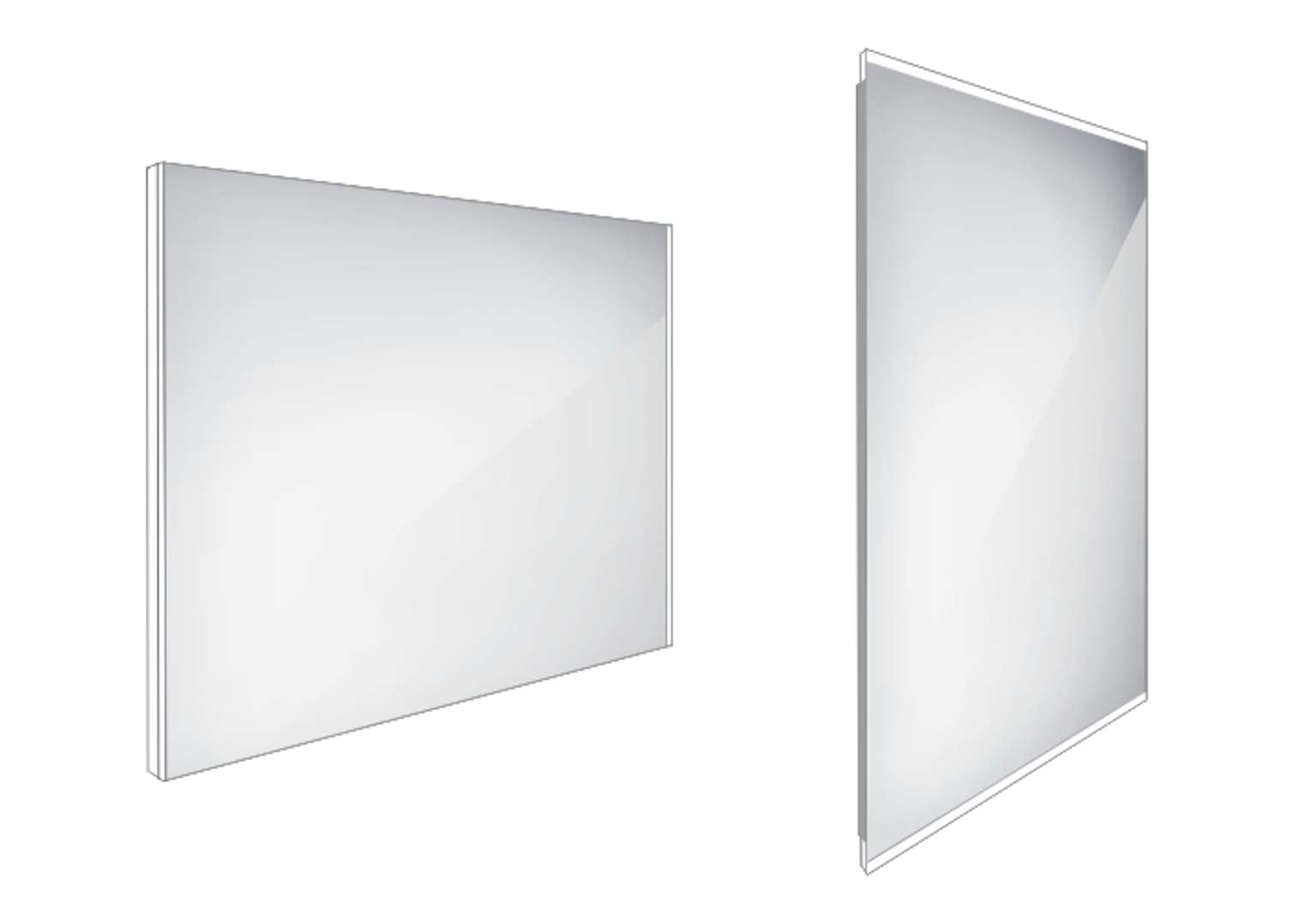 Nimco Lustra - Lustro łazienkowe podświetlane LED 90x70 cm, kwadratowe, aluminiowe ZP 9019