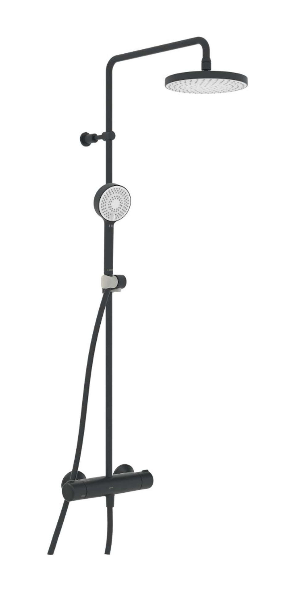 Hansa Micra - Zestaw prysznicowy 200 z termostatem, Thermo Cool, czarny mat 4435013033